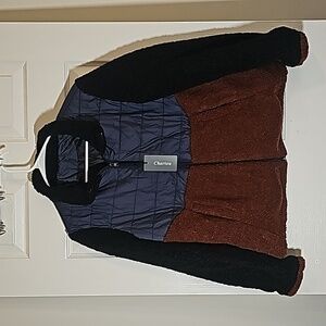 Chartou Patchwork Contrast Puffer Jacket Blue Rust Black Size M New